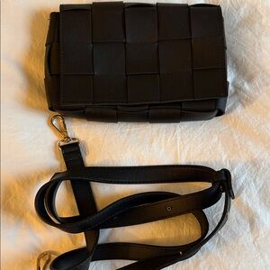 Black Woven Crossbody Bag/Clutch